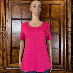 NWOT Lemon Way Pink Punch Pima Cotton Scoop Neck Short Sleeve Tee
